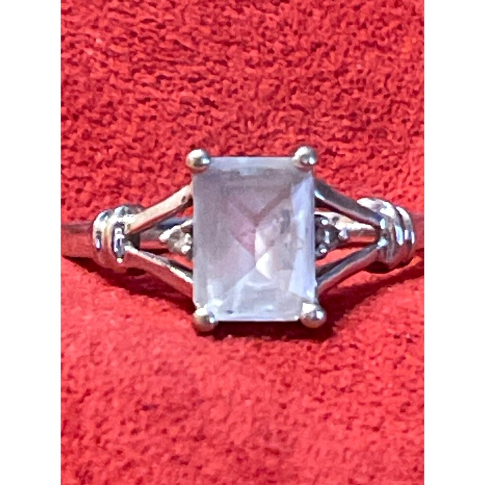 14k white Gold Aquamarine and Diamond Ring Signed Stunning Gift! Please Read - Picture 2 of 13